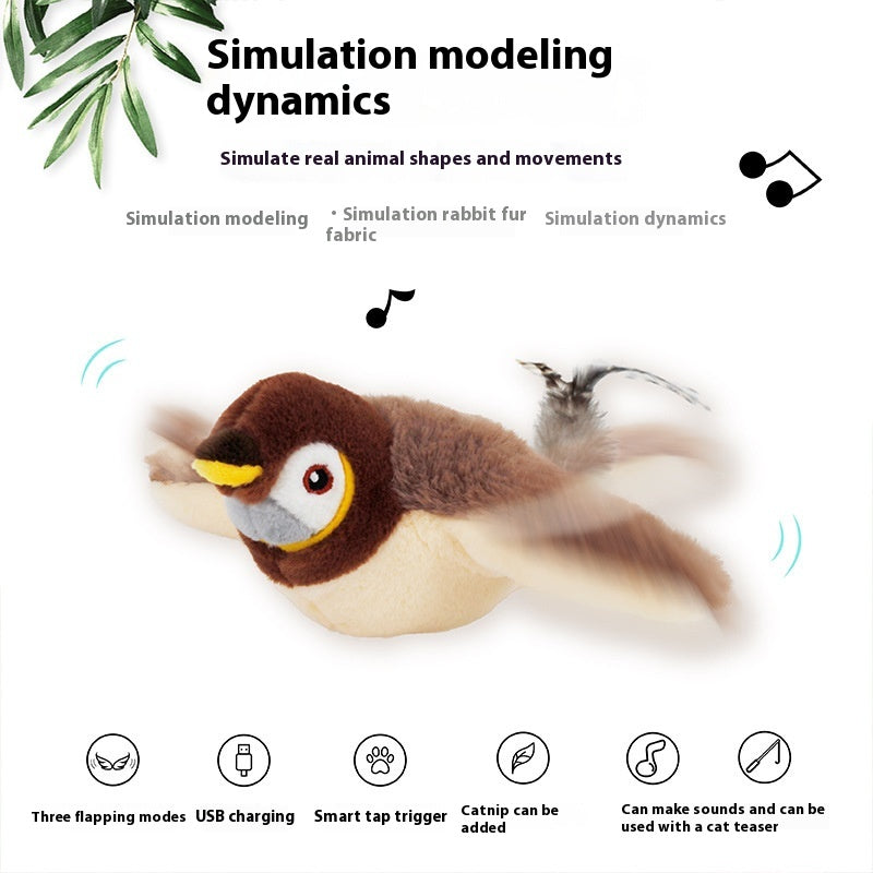 Oiseau interactif pour chat, mouvements réalistes