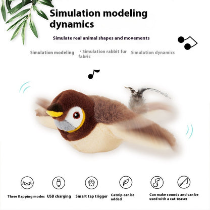 Oiseau interactif pour chat, mouvements réalistes