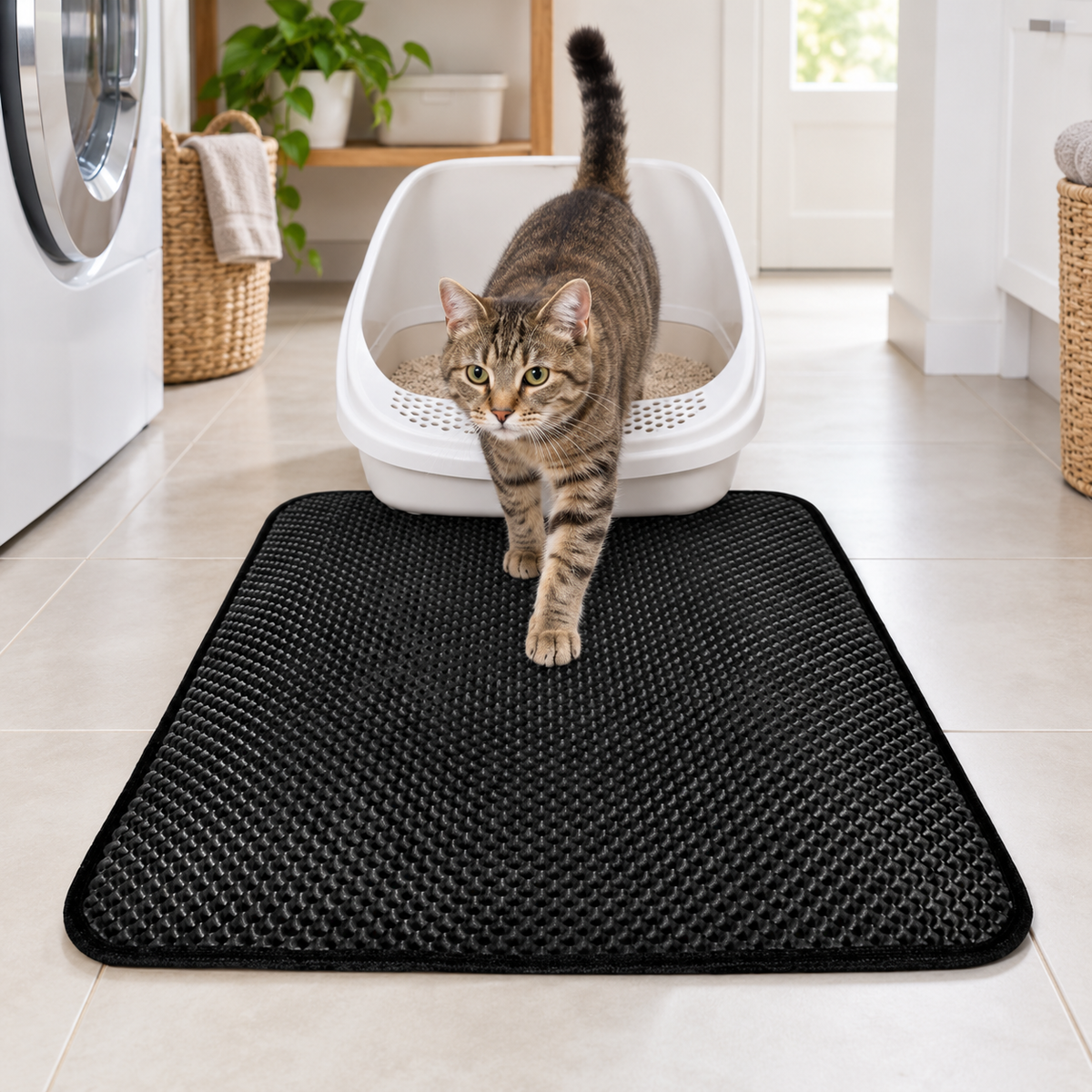 Kit Chat Heureux : tapis de litière en situation